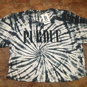 2X Tye Dye Purdue Crop Tee NEW WITH TAGS